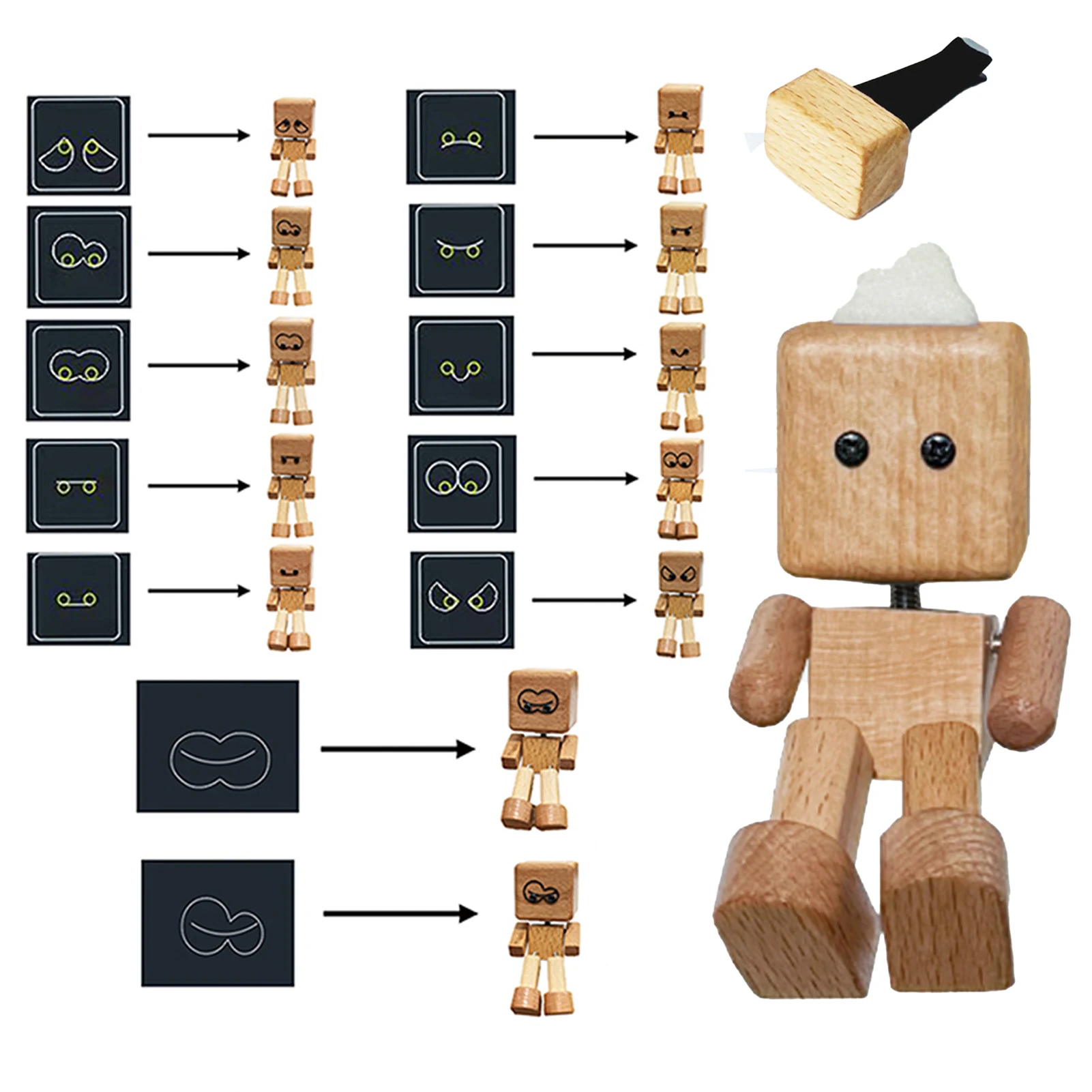 

Wood Creative Car Accessories Handmade Wiggle Figurine Adds Fun To Drive Cute Man Auto Interior Hei Hu Mu Fragrance-Free