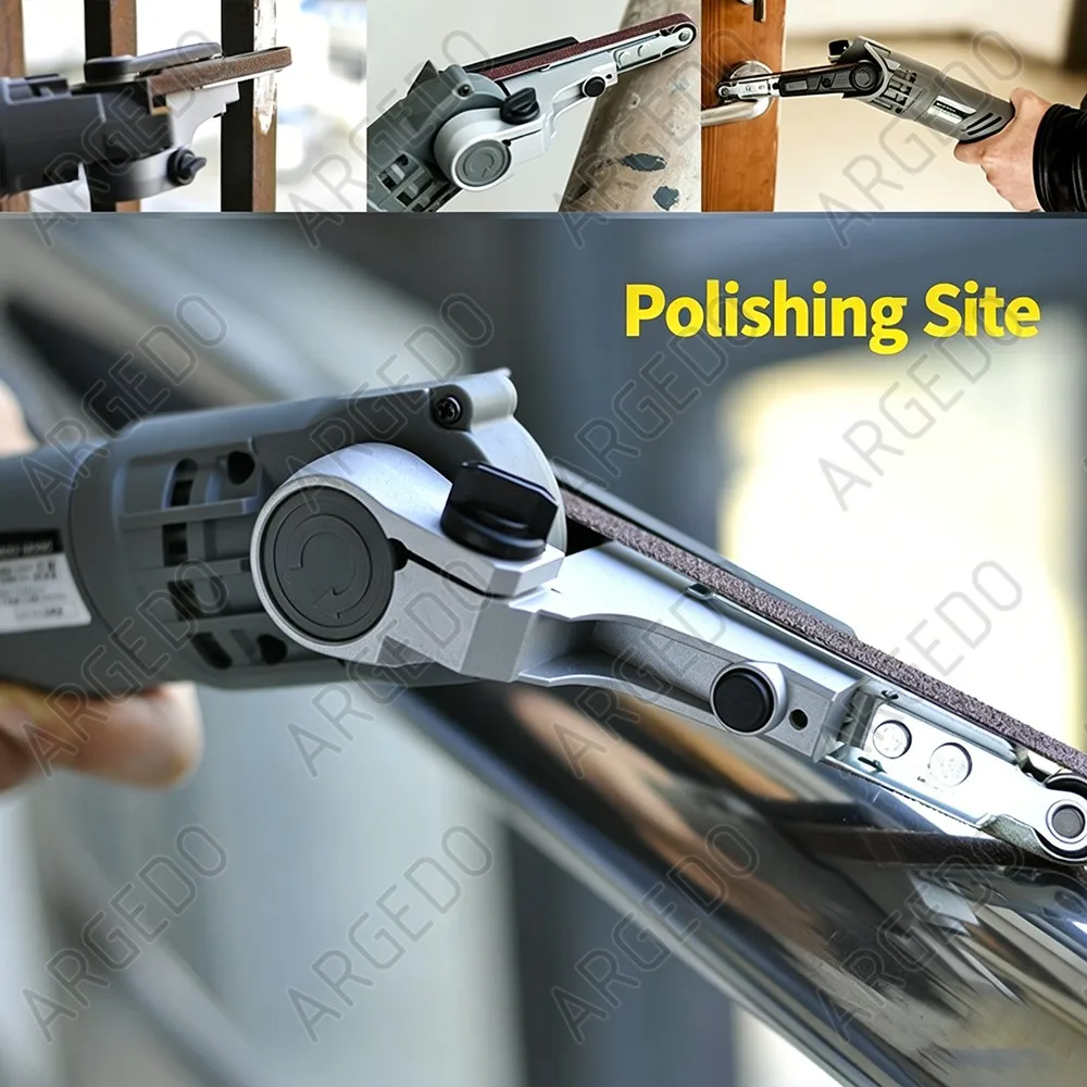 260W 220V Mini Belt Sander Polishing Grinding Machine 6-Speed 5500-7000rpm, 60° Adjustable, 10x330mm Belt for Wood Metal DIY