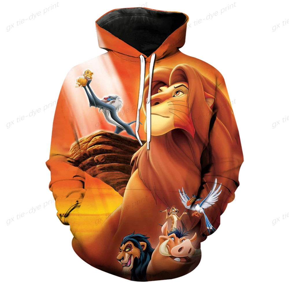 The Lion King Print Hoodies Women Vintage Autumn Loose Hooded Shirt Grunge Street Sweatshirt Y2k Clothes Oversize Pullovers