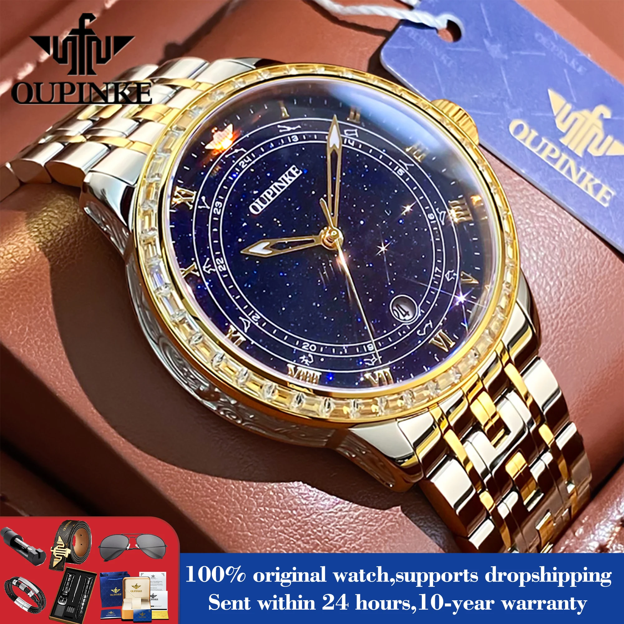 

OUPINKE 3203 мужские автоматические часы лучший бренд оригинальные роскошные механические ручные часы с календарем римские весы водонепроницаемые часы для мужчин