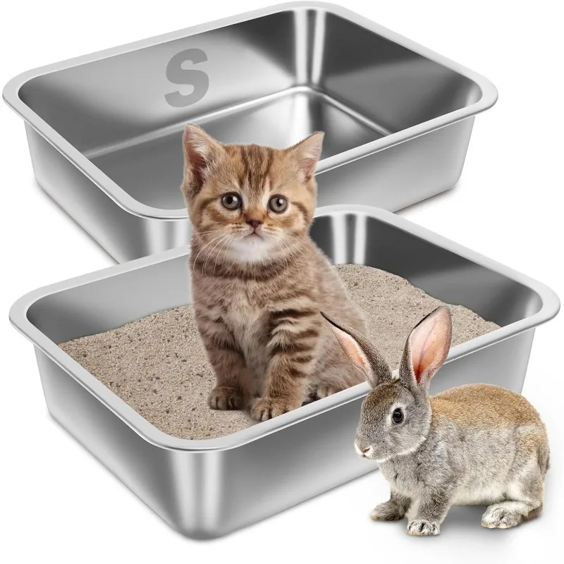 Stainless Steel Litter Box 2 Pack, 23.6