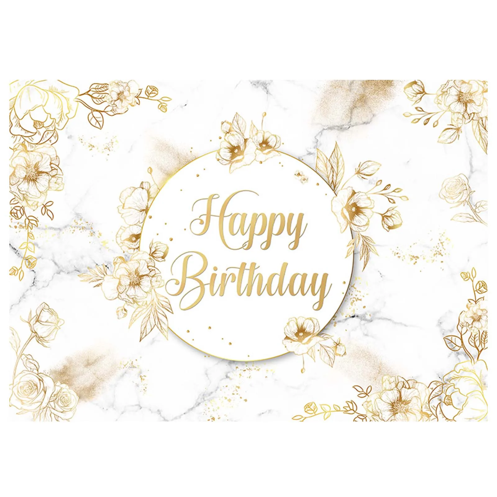 AIBIIN Beige Happy Birthday Backdrop Flowers Marble Photography Background Party Decor Women Girl Cake Table Poster Photozone