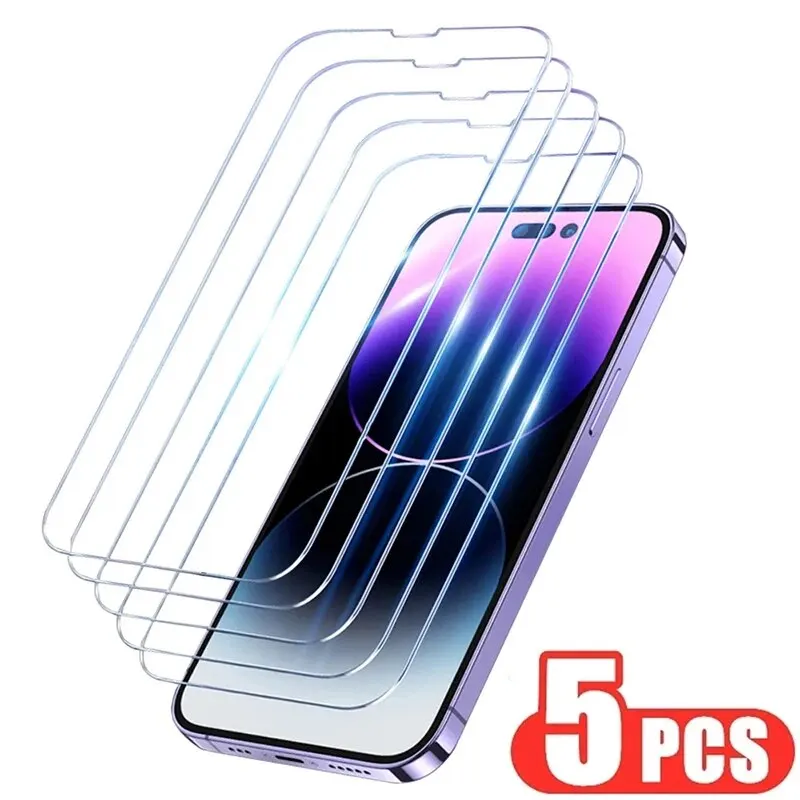 5PCS Full Cover Tempered Glass For iPhone 15 14 13 12 11 Pro Max Glass Screem Protector For iPhone X XS MAX XR Glass Film