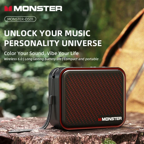 Imagen 2 del producto Monster DS01 Altavoz inalámbrico portátil para exteriores BT V6.0 IP67 impermeable 1500mAh Mini subwoofer de alta fidelidad acústica personalizada