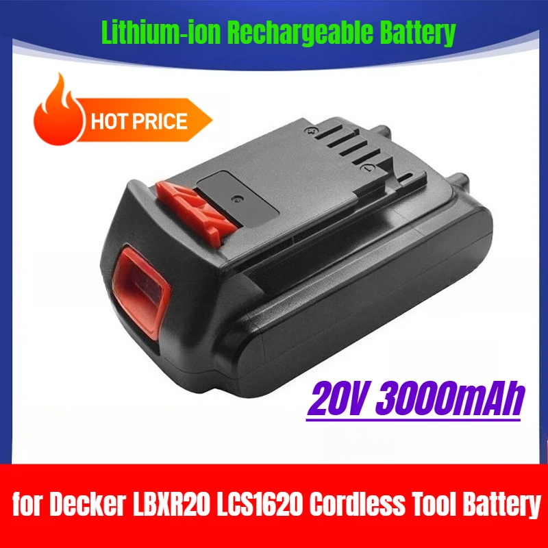 بطارية ليثيوم أيون قابلة لإعادة الشحن 20 فولت 3000 مللي أمبير في الساعة لبطارية أداة لاسلكية Decker LBXR20 LCS1620 #1