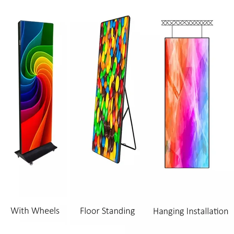 High-Definition Indoor LED Screen P1.86 P2.5 640x1920mm Portable Digital Thin Light Poster Screen for Welcome Display Interiors