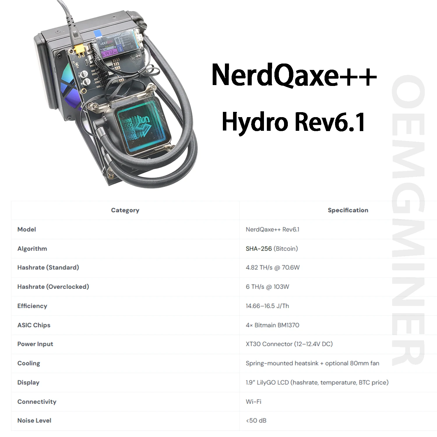 New Upgrade Miner NerdQaxe++ Hydro Rev 6.1 6TH/s 100W Solo Miner For Mining Bitcoin Liquid Cooler BTC Miner Crypto Machine