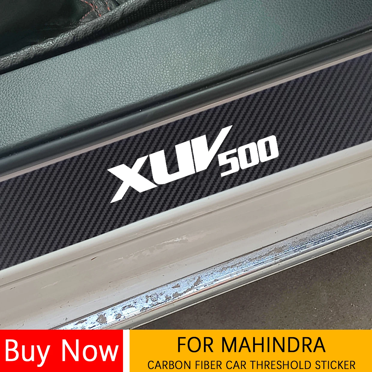 For Mahindra E Verito KUV100 Thar XUV500 XUV700 Xylo Carbon Fiber Car Door Threshold Pedal Scuff Plate Stickers Car Accessories