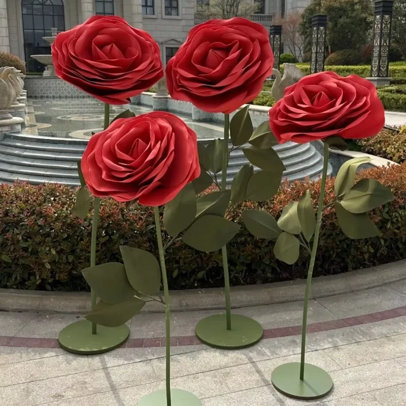 High simulation giant artificial rose waterproof decorative flower indoor and outdoor stage Christmas graduation celebration