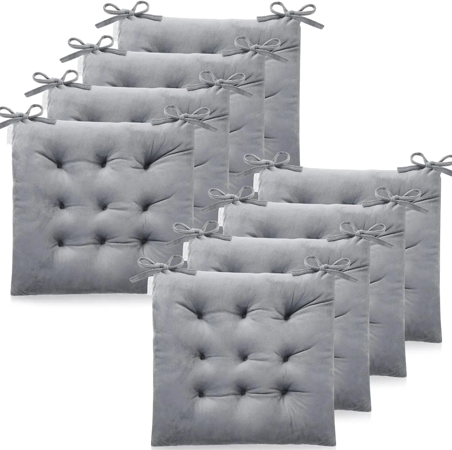 

8 Pcs Chair Cushions With Ties Soft Non Slip Chair Pads For Dining Chairs Comfort Tufted Square Seat Cushion Pillow For Chair