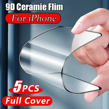 IPhone 14 için 5 adet HD yumuşak seramik Film 11 12 13 15 Pro Max Mini 8 artı ekran koruyucu iPhone 16 için PRO X XR XS MAX değil cam