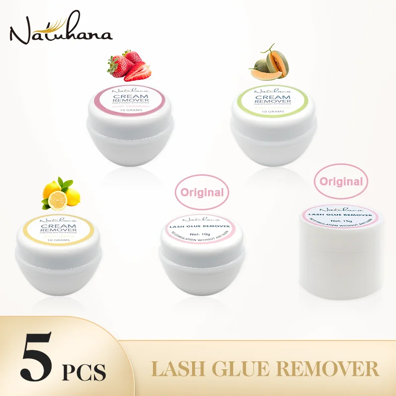 NATUHANA 5pcs Grafting Eyelash Extension Glue Cream Remover Non-irritating Plant Lashes Gel Remover Adhesive for Makeup Set