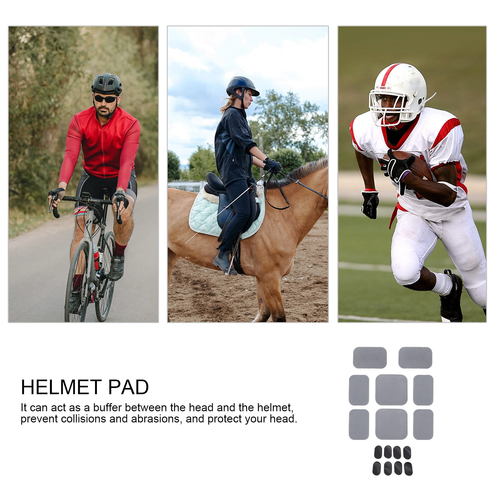 

8pcs Bike Pad Grey Riding Cushion Breathable Liner Protector Comfortable Stable Lightweight PortableHelmet Lining Mat