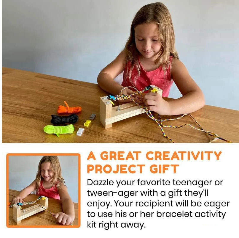 Wood Paracord Jig Bracelet Maker Kit Wristband Maker with Parachute Cords & Buckles Adjustable DIY Braiding Weaving Craft Tool view 5