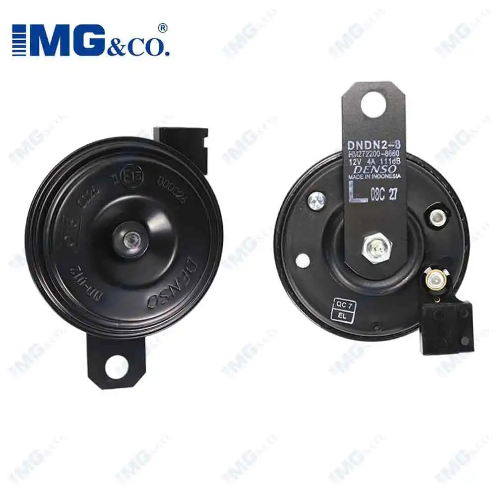 IMG Universal Car Electric Horn Kit 12V 4A 111dB Waterproof Round Tweeter Tweeter For Japanese, American, German Packaging: 2pcs