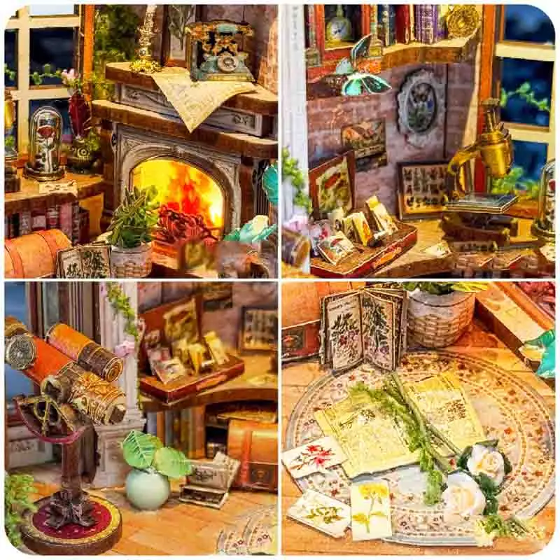 Nook per libri in legno fai-da-te Dreamland Studio floreale Figurine Miniature Fermalibri Scaffale fatto a mano per regali di amici Decorazioni per la casa Artigianato