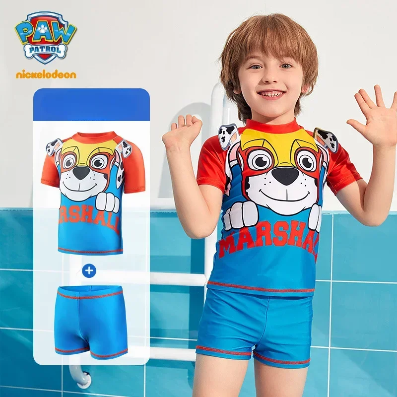 PAW Patrol Chase Skye Children Swimwear Swimsuit Boys girls Kids Swimming Hat Short Sleeve Pants bathSuit Swim Beach Wear cute