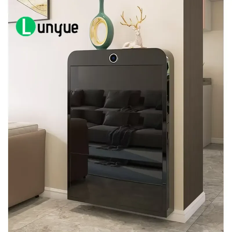 Modern Wood Metal Shoe Cabinet Space Saving Disinfection Deodorization Dust Proof Storage Rack for Small Apartment Entryway