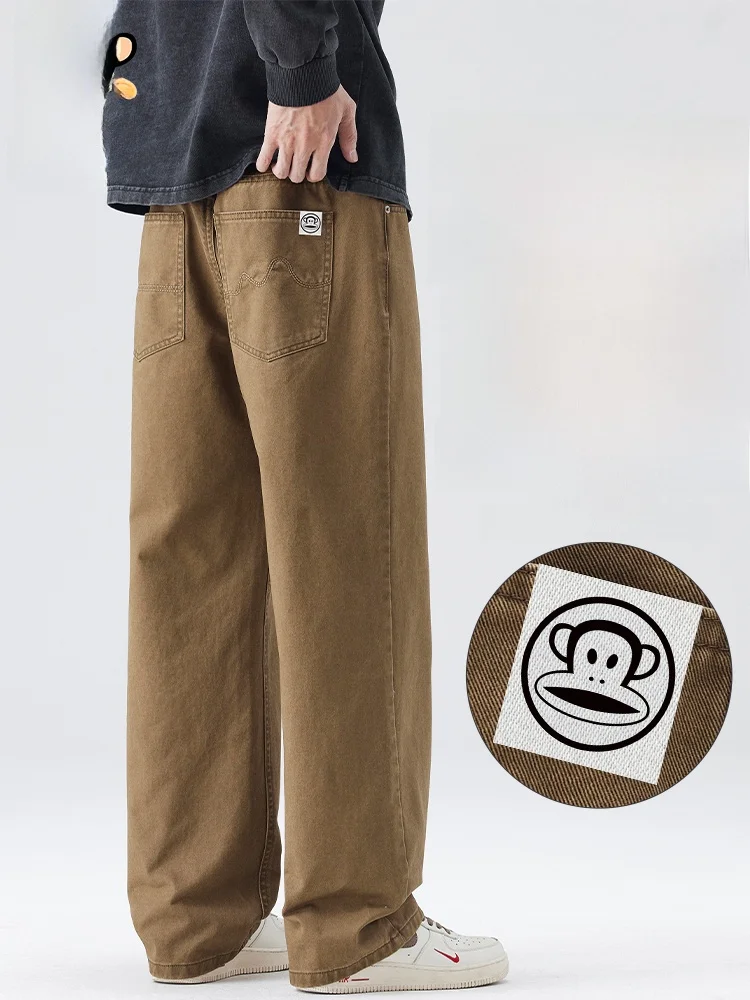 

Мужские повседневные брюки PaulFrank из чистого хлопка, весенне-осенние, свободные, прямого кроя, в стиле ретро, японский стиль, универсальные, удобные, комфортные.