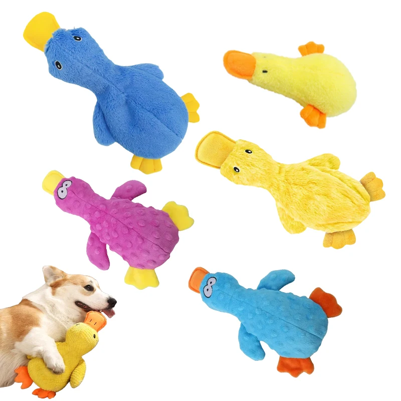 Dog Plush Sound Toys Yellow Duck Puppy Squeaky Interactive Stuffed Toy Bite Chewing Rattle Pet Supplies For Indestructible Dogs