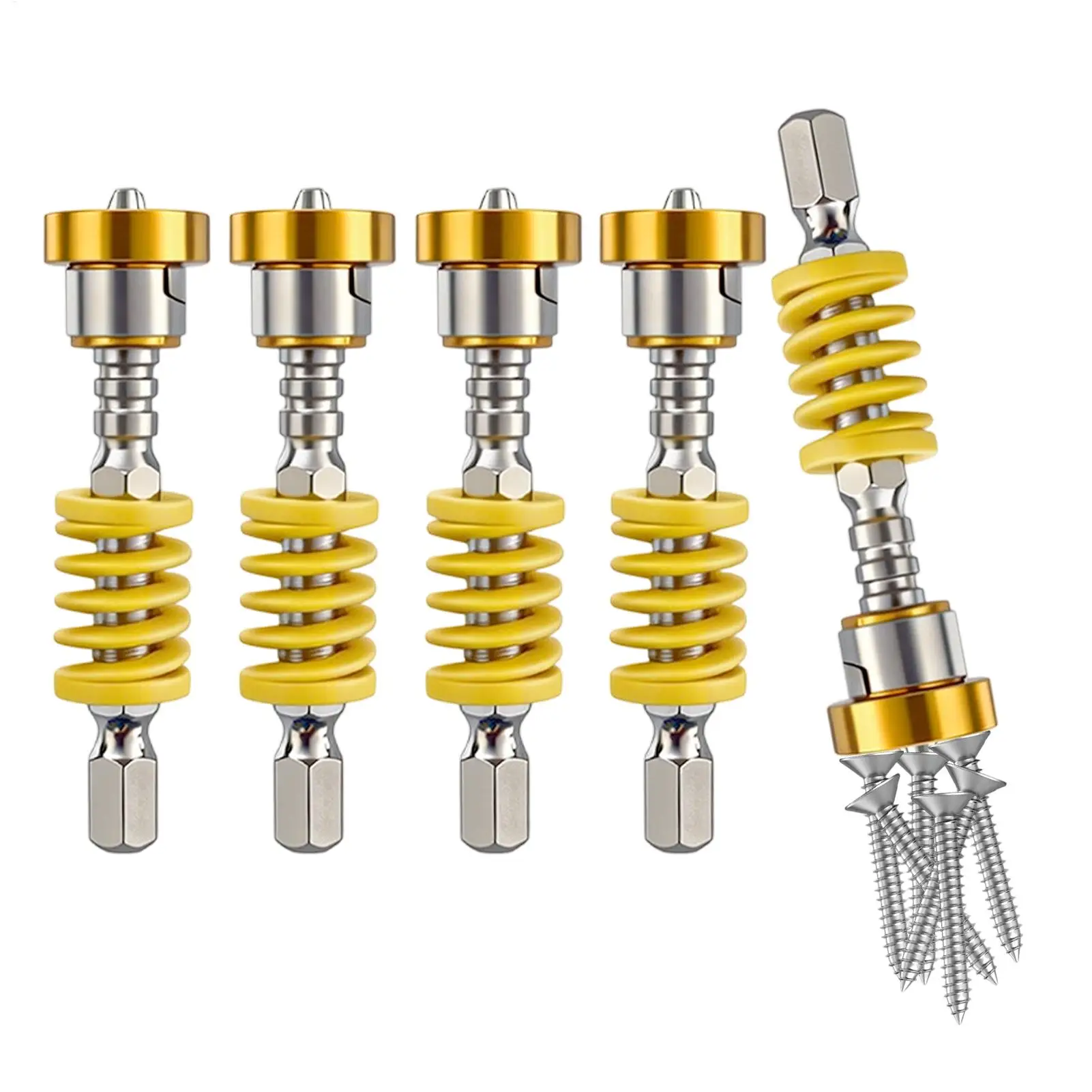 Spring Loaded Screw Holder 5 Pieces Magnetic Quick-Release Repair Tool Anti-Drop Screwdriver Bit for Contractors Electricians