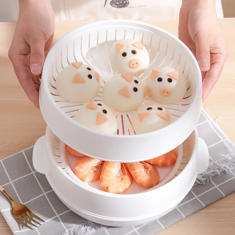 GIANXI Microwave Oven Special Steamer Steamed Bun Dumpling Container Steamed With Lid Durable Rice Multi Layer PP Steamer