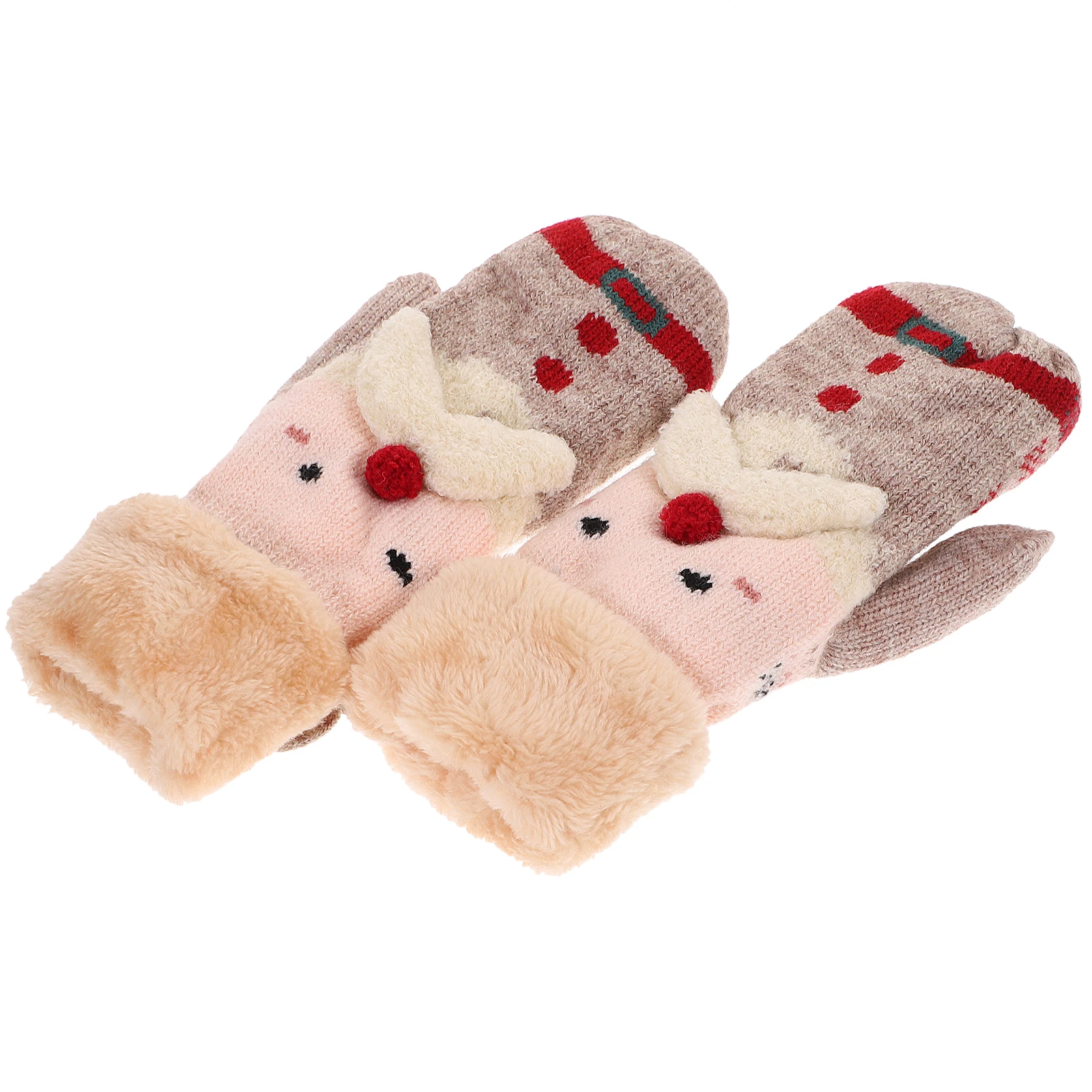 

1 Pair Christmas Winter Gloves Full Finger Mitten Warm Knitted Mittens For Kids Thickened Windproof Hand Protection Gear