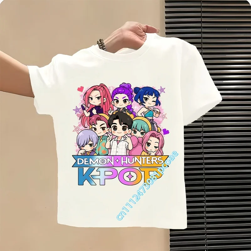 2026 New children's pure cotton short-sleeved cartoon print Girls' casual top, children's summer T-shirt, boys' sports shirt