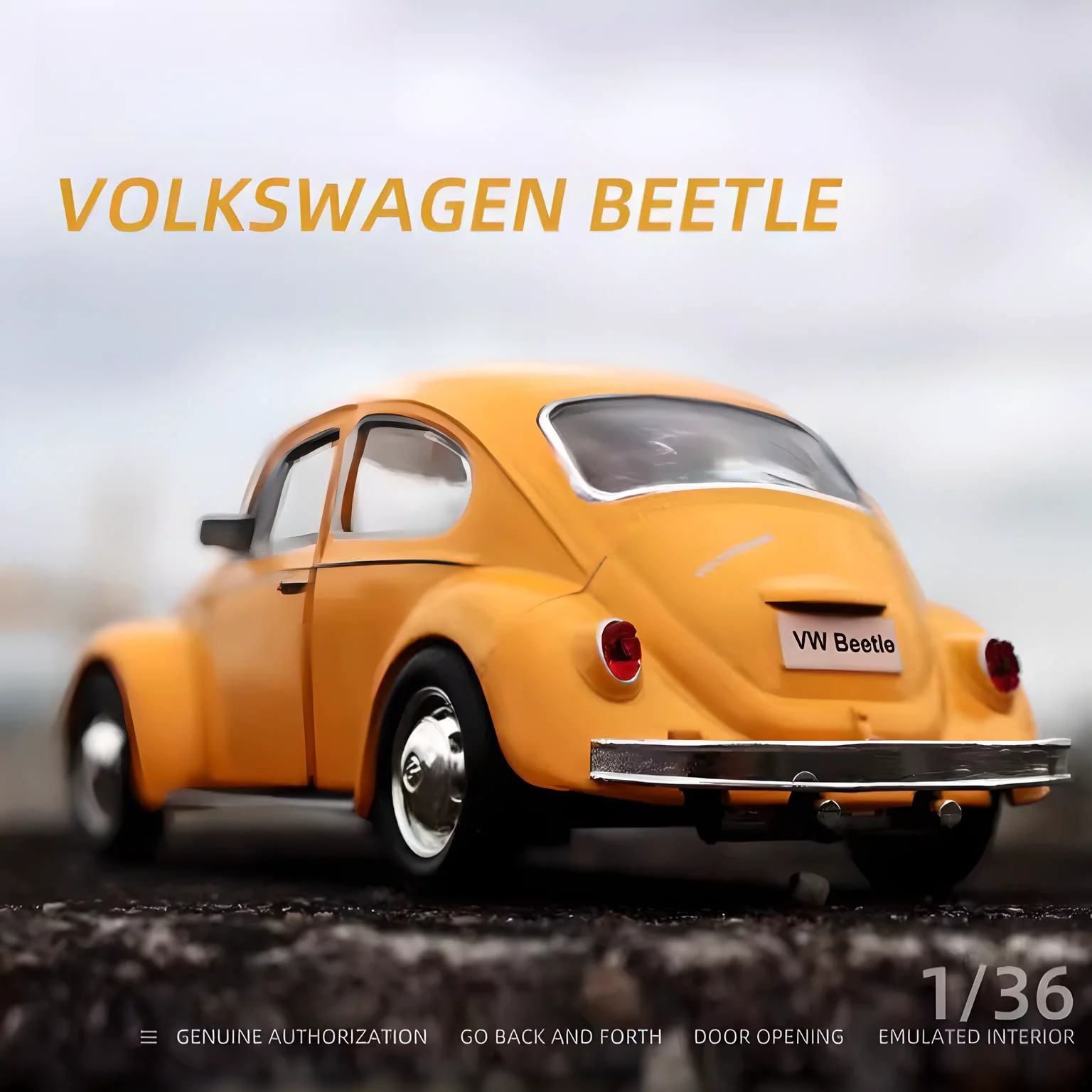 1/36 Volkswagen Classical Beetle Toy Car For Children RMZ CiTY Diecast Miniature Model Pull Back Collection Gift For Kid Boys