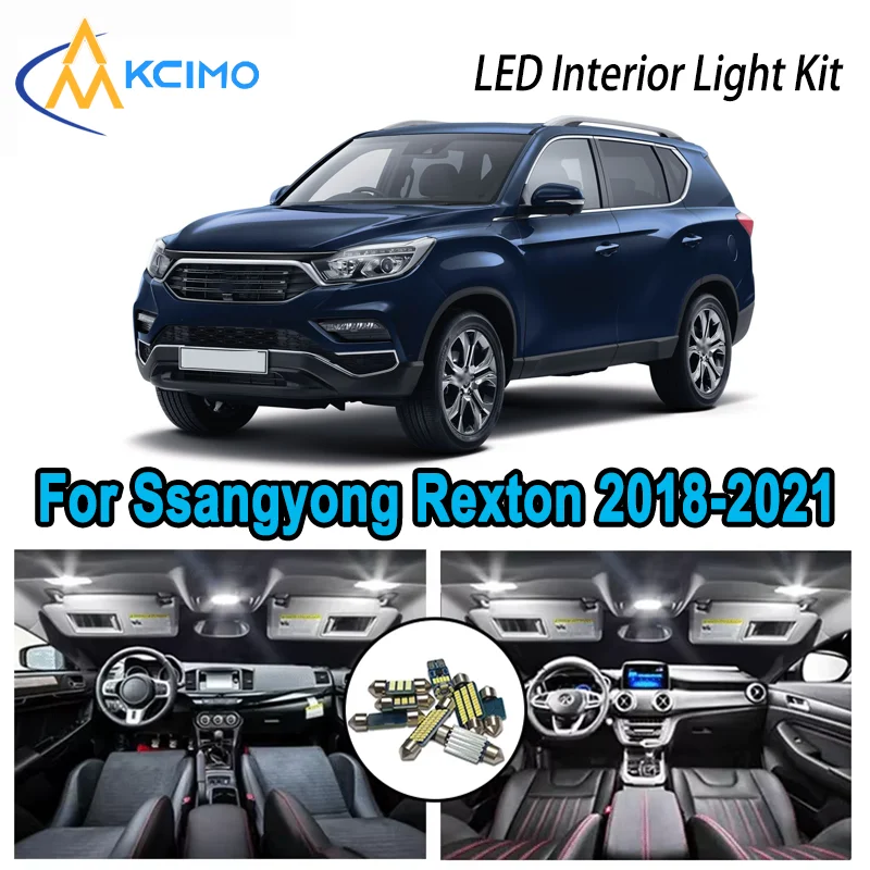 

Premium Bright LED Interior Light Kit for Ssangyong Rexton 2018-2021 2019 2020 Dome Map Trunk Car Lamps with Canbus No Error