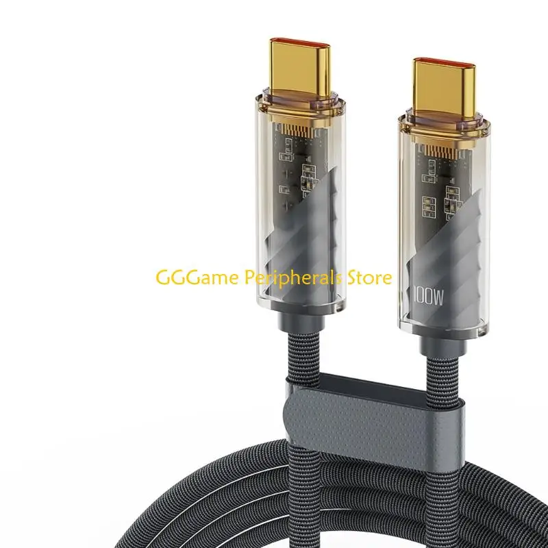 U55B USB C to USB C Data Cable with 100W Fast Clear End Detail and E-Marker Chip for Routine Power Delivery Every Day