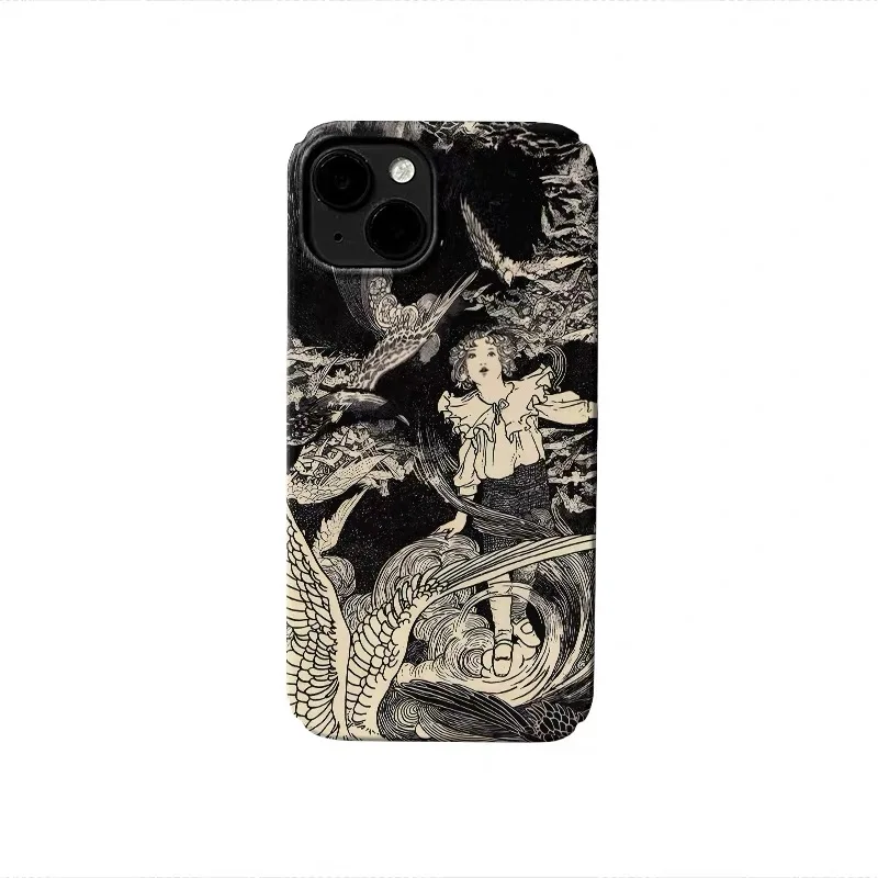

Корейский чехол Ins Dark Wind Art Girl для IPHONE 17 16 ProMax 15 14 Plus 13 12 MINI 11 PRO 16Plus XR XS MAX акриловый телефон