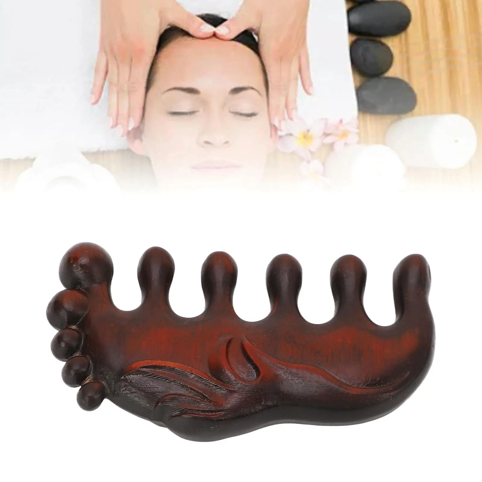 Portátil de madeira Gua Sha Comb, Ergonômico e seguro, Dentes largos para pescoço e ombro, Massagem no salão