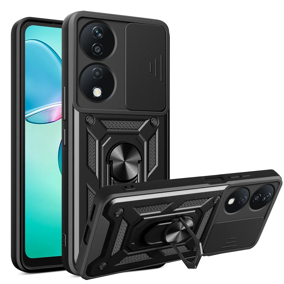 Etui na telefon Honor X7B, wytrzymałe, solidne etui z uchwytem i magnetycznym mocowaniem, odporne na wstrząsy, do Honor X7B