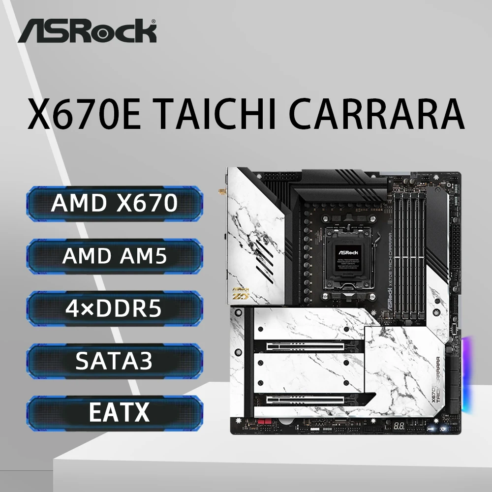 

Материнская плата ASRock X670E Taichi Carrara с поддержкой 9900X 8700F 7900X3D 7800X3D 7500F Процессор DDR5 7800 МГц M.2 EATX X670 AM5 Материнская плата