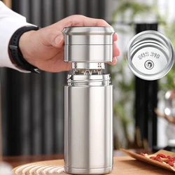 Premium SUS 316 Liner Tea Thermos Bottle Teas Separated Cup Black 316 Stainless Steel Thermos Tea Cup Separates Tea and Water