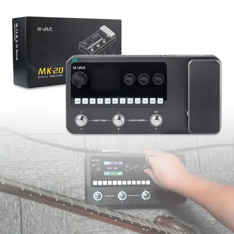 M-VAVE MK-20 멀티 이펙트 기타/베이스 이펙터 10가지 이펙트 모듈 320가지 이펙트 20초 루퍼 128가지 드럼 머신 내장 배터리 및 블루투스