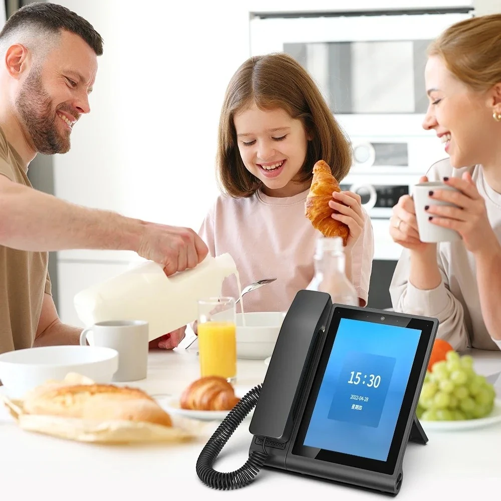 

OEM ODM Factory Elder Video Smart Home Telephone, 8-inch Android Desktop Phone with HD ca mera, 4G LTE WiFi Android Desk Phone
