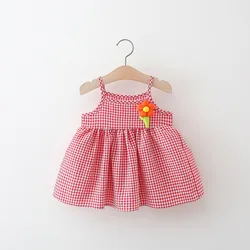 Baby Girl Dress Summer Red Checkered Flower Girl Beach Dress Cute Girl Dress Princess Dress