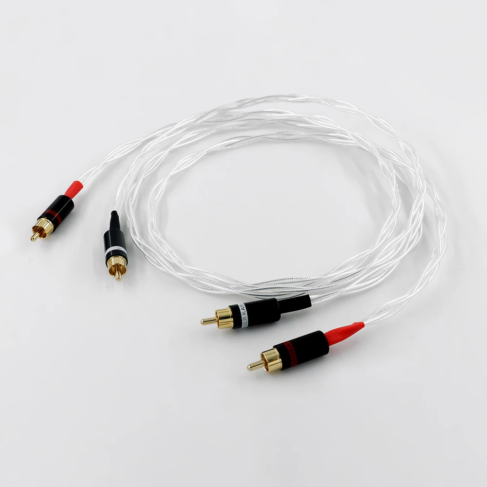 Серебряный соединительный кабель RCA премиум-класса 2, позолоченный для компакт-дисков/усилителей ​