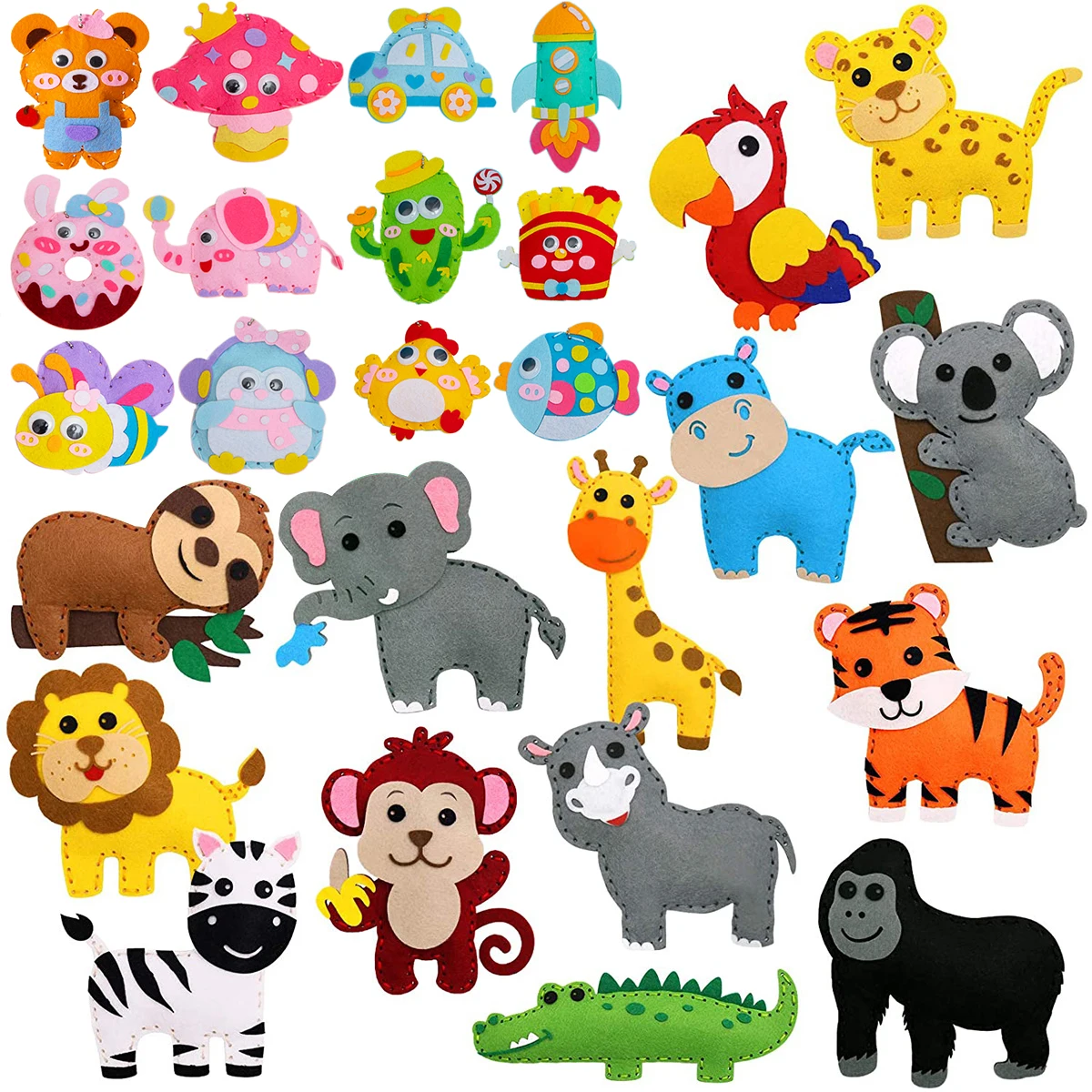 Woodland Animals Craft Kit Kids DIY Crafting Sewing Woodland Animals Felt Plushie for Girls Educational Beginners Art Sewing Set