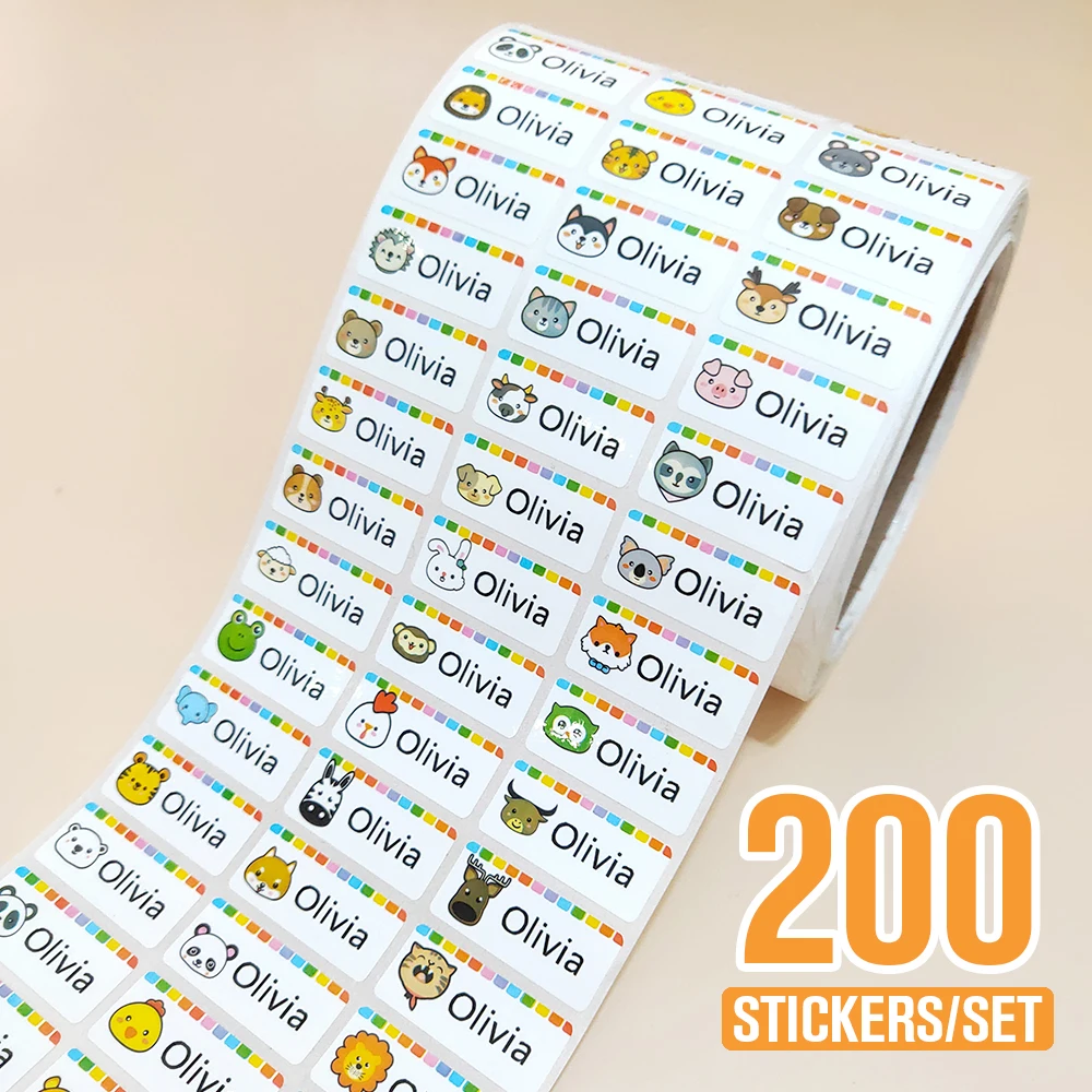 200Pcs Customize Waterproof First Name Sticker Personlized Tag Stickers Children Stationery Pencil Labels Decal for Kids School