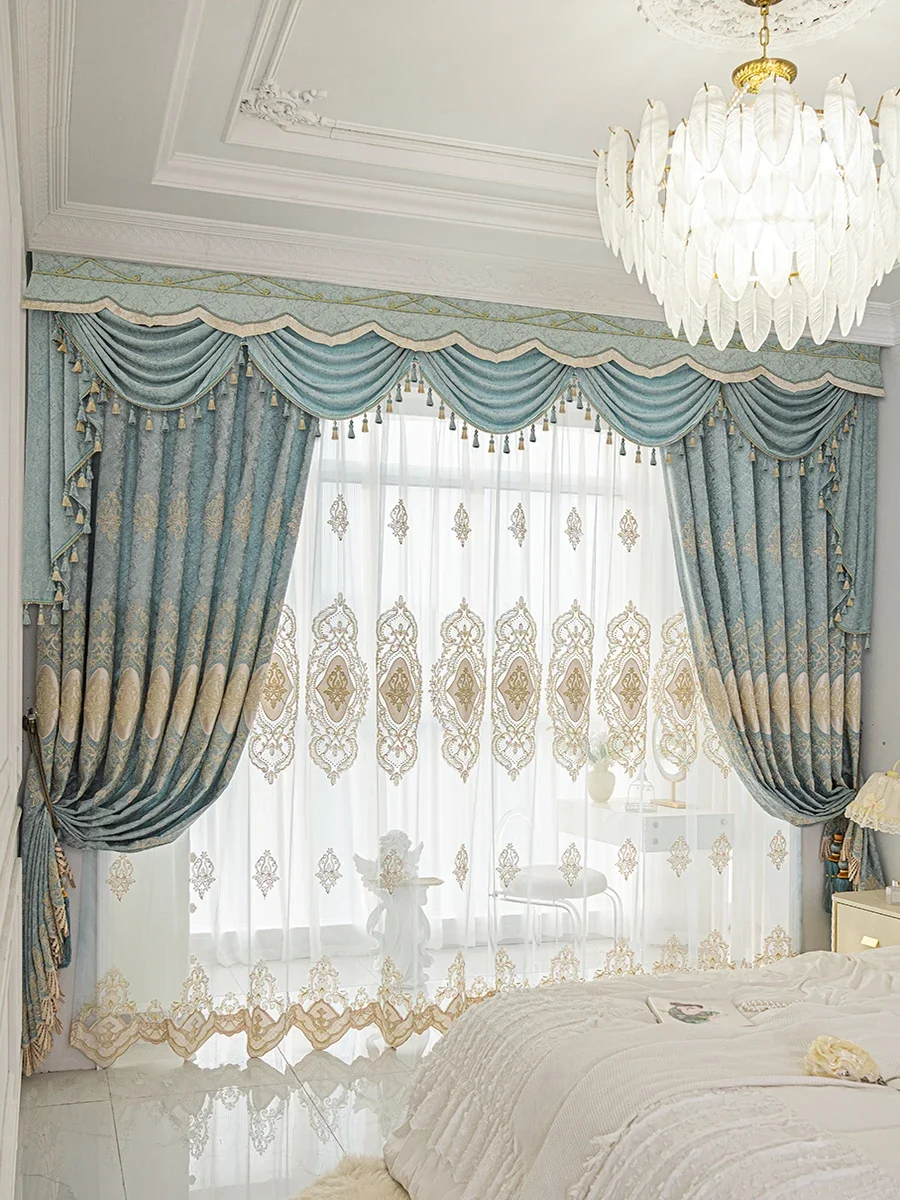 European Curtains for Living Room Bedroom Finished High-end Luxury Style Embroidered Chenille New Blackout Customization