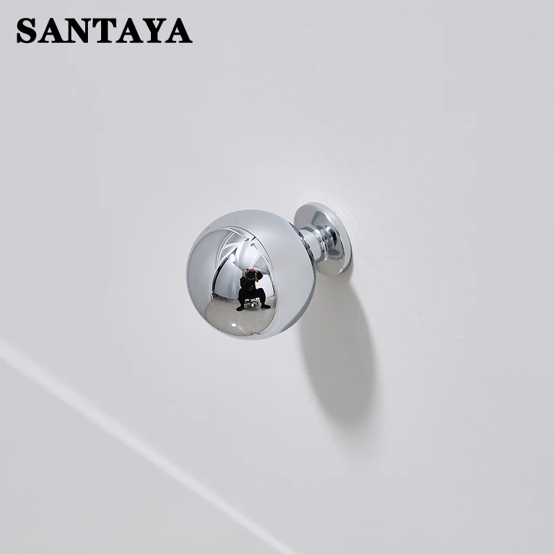 Chrome Silver Closet Door Handle Single Hole Drawer Knob Solid Brass Wardrobe Cabinet Door Handles Furniture Pulls