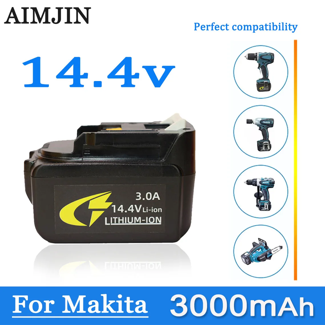 

For Makita 14.4V 3000mAh Li-ion Battery，Compatible BL1430 BL1415 BL1440 196875-4 194558-0 195444-8 with LED Indicator Light