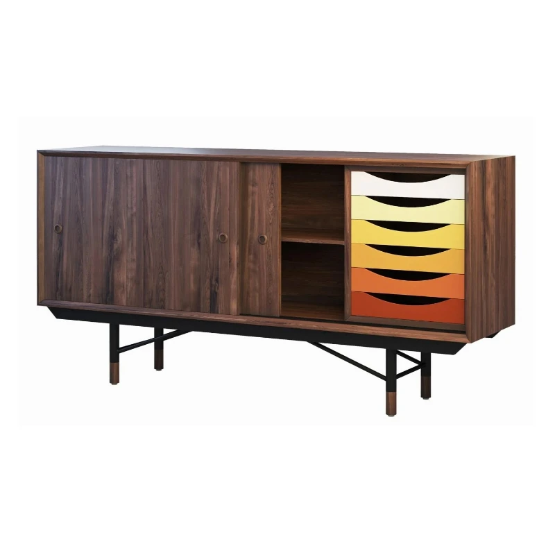 

Medieval Locker Walnut Entrance Cabinet TV Cabinet