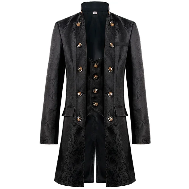 

2026 Men's Retro Overcoat Fashion Steampunk Gothic Victorian Tailcoat Medieval Cosplay Costume Renaissance Formal Tuxedo Coats