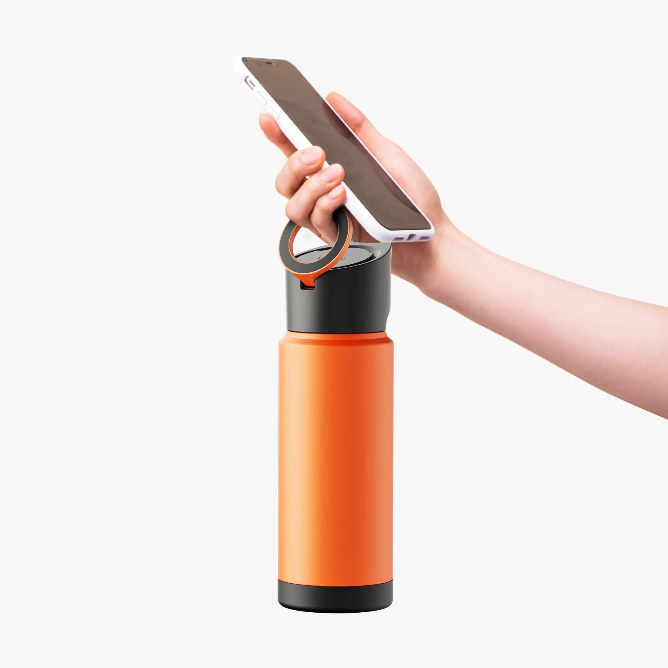 

LISEN New Arrival Magnetic Water Bottle Phone Holder 24/32oz Insulated Adjustable Stand for iPhone Samsung Android Devices Use