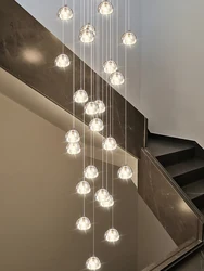 Crystal Staircase Chandelier Living Room Luxury Design Spiral Staircase LED Lighting Pendent Lamp Duplex Loft Ceiling Chandelier