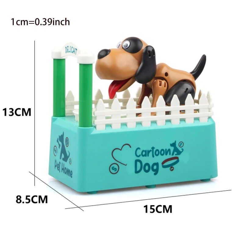 97BE Green/Red Piggy Plastic Toy, Dog Simulation Fence Coin Box for Children Kids Gift